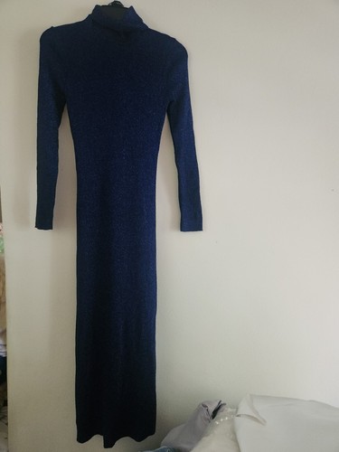 ZARA Damen-Midikleid blau Metallicfaden Strick Langarm Gr. S neu mit Etikett - Bild 19 von 19