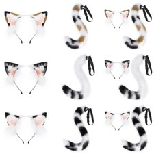 Animal Cosplay Costumes Faux Furs Foxes Wolf Furry Tail and Ear Headband Set
