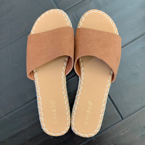 New Women's Open Toe Espadrille Slide Sandal Shoe Low Flat Platform Heel Slip-On - Picture 7 of 16