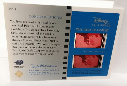 DISNEY TREASURES '47 MICKEY MOUSE REEL PIECE OF HISTORY FILM CARD FUN FANCY FREE - Picture 2 of 3
