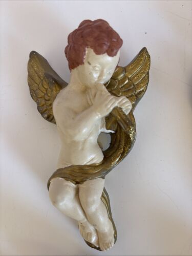 Angel Blow Mold Gold Christmas Cherub Ornaments Vintage Lot 4 Violin /flute 5” - Picture 3 of 7