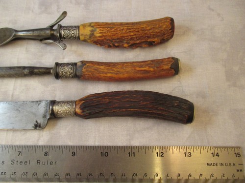 Juego de tallas de 3 piezas Landers, Frary & Clark Aetna Works con asas de cuerno de ciervo - Imagen 3 de 10