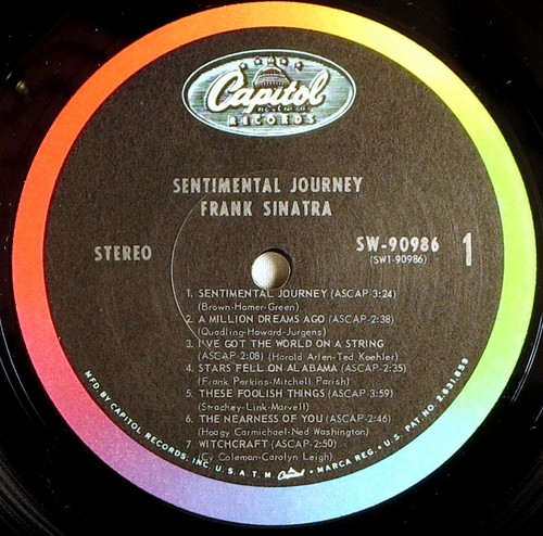 CAPITOL RECORD CLUB Frank Sinatra SENTIMENTAL JOURNEY SW-90986 A1/A1 - Imagen 2 de 3