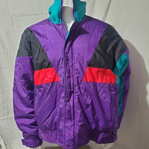 Steep Slopes Fashion Skiwear Vintage lila schwarz türkis Winter Ski Jacke Gr. L  - Bild 1 von 8