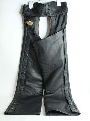 Harley-Davidson Motorcycles Black Leather Chaps Size Small - Bild 2 von 12