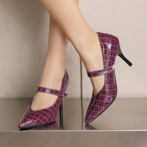 Womens Pointed Toe High Stiletto Heel OL Wedding Party Shoes Pumps Stone Pattern
