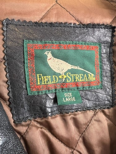 Field & Stream Jacket Mens Large Black Leather Motorcycle Vented Bomber Vintage - Picture 3 of 16