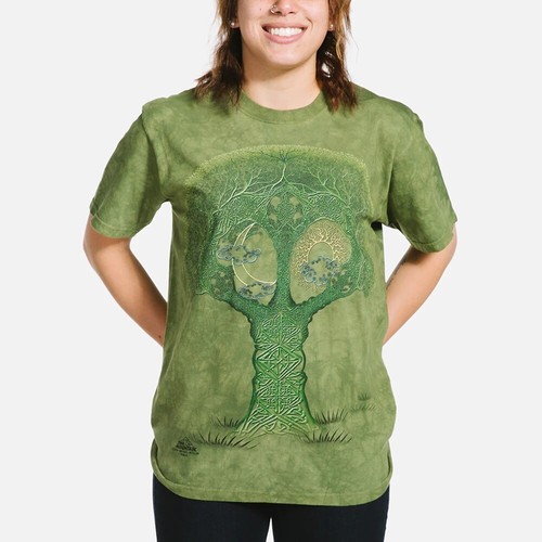 Camisa de Algodón Verde Fantasía Bosque Naturaleza Raíces Árbol Celta La Montaña S-L - Imagen 2 de 4