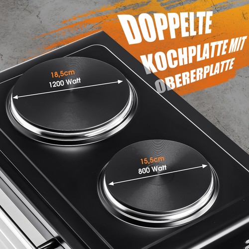 Mini Backofen 36L Umluft Ofen Pizza Tisch Camping Klein mit Kochplatten - Bild 7 von 18