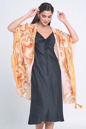 Cárdigan kimono Anthropologie para mujer estampado abstracto Resort Beach - Imagen 9 de 11