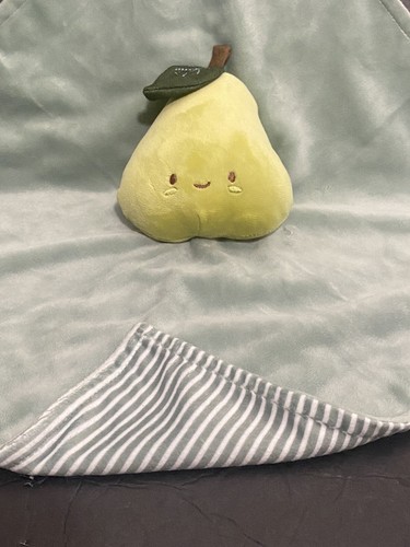 Rene Rofe Baby Pear Security Blanket Green White Striped Velour Minky Lovey New - Picture 6 of 9