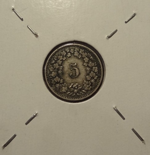 1889-B SWITZERLAND 5 RAPPEN MINTAGE 500,000 HIGHER GRADE KM-26 - Picture 2 of 2