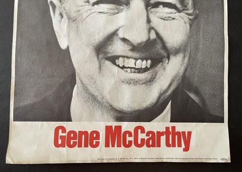 Vintage 1968 Eugene McCarthy For President Campaign Paper Poster 11x17 - Picture 2 of 7