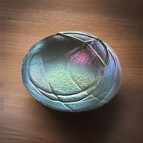 Iridescent Art Glass Paperweight-Blue Purple Gold Spiderweb-OBG Studio - Picture 18 of 24