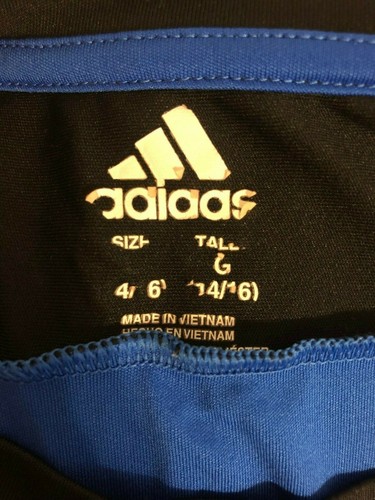 Adidas Youth T-Shirt Short Sleeve Three Stripes Logo Blue / Black - Picture 3 of 6
