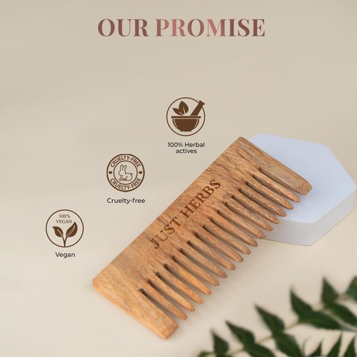 Just Herbs Handmade Wooden Neem Comb for Hair Growth and Hairfall Control - Picture 7 of 7