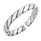 2.5mm Rope Twisted Toe Ring Solid 925 Sterling Silver Adjustable Band