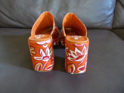 MOSQUITOS Mules sabots vintage orange peints main T 38 - Picture 3 of 10