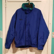 Vintage Columbia Bugaboo 3-in-1 Men's XXL Blue/Green Ski Jacket Aztec Fleece EUC