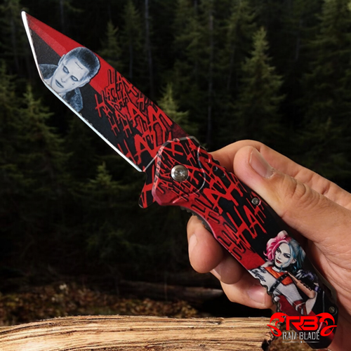 8" Red Quinn Joker Spring Assisted OPEN Blade Folding POCKET KNIFE EDC - Picture 3 of 5