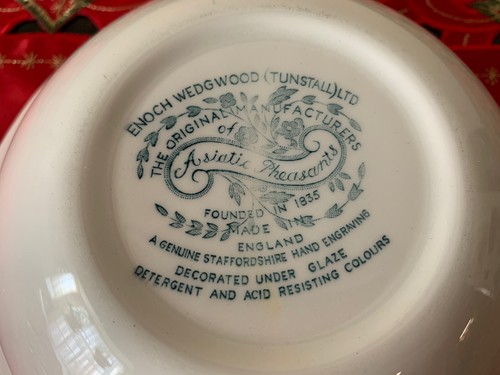 1930s Wedgwood Asiatic Pheasants Teal 8” Round Serving Bowl - Picture 6 of 6