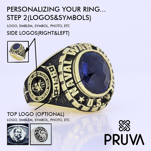 Y48 ANELLO PERSONALIZZATO ARGENTO STERLING MASSICCIO 925K USA MARINA STATI UNITI - Foto 5 di 8