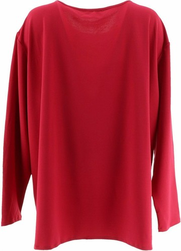 BROOKE SHIELDS Timeless 2X Long Sleeve Knit Top Pomegranate Pink Red - Picture 7 of 9