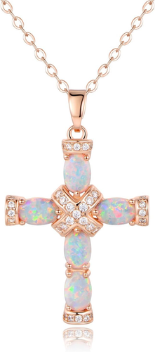 18K vergoldet erstellt Opal Kreuz Halskette, 18 Zoll mit 2 Zoll Verlängerung - Bild 8 von 12