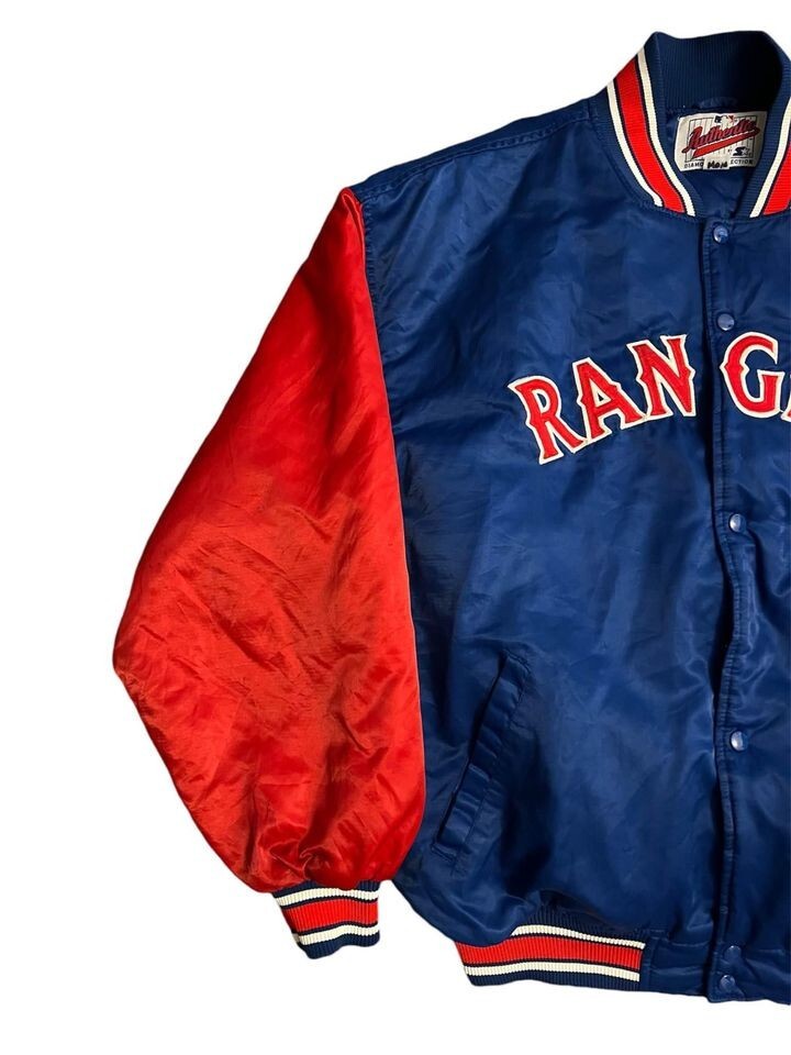 Vintage 90s MLB Starter Bomber Jacket Mens Size 2XL Texas Rangers