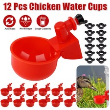 12x Chicken Automatic Watering Cups Waterer Duck Quail Geese Hen Poultry Drinker