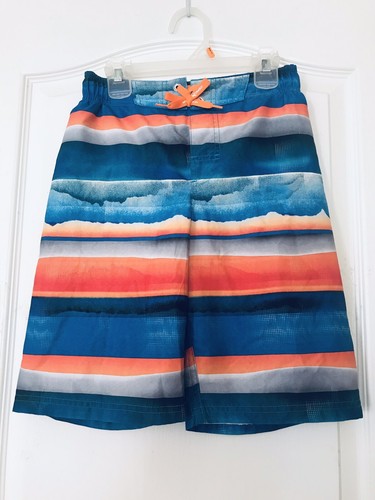 ZeroXposur Boys Swim Trunks Shorts  Size S-8 Small Aqua Blue Orange Gray - Picture 2 of 11