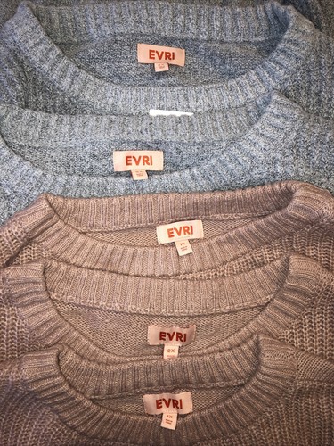 Evri 1x NWT Boat Neck Long Sleeve V Neck Sweater Gray - Picture 7 of 12