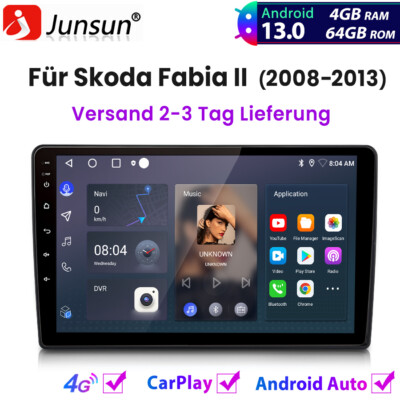 Carplay Autoradio Für Skoda Fabia II 2008-2013 4+64GB Android13 GPS NAVI BT DAB+