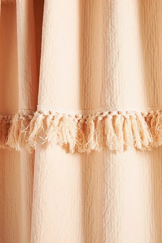 New in Package Anthropologie Tasseled Cassie Curtain Panel 50 x 84" Rose Pink - Picture 2 of 4