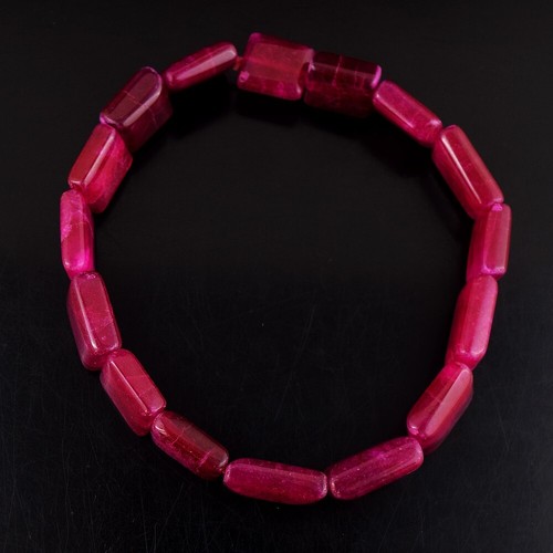 Absolutely Square Shape 118 Cts Pink Ruby Beaded Stretchable Bracelet VK 03 E618 - Picture 3 of 3
