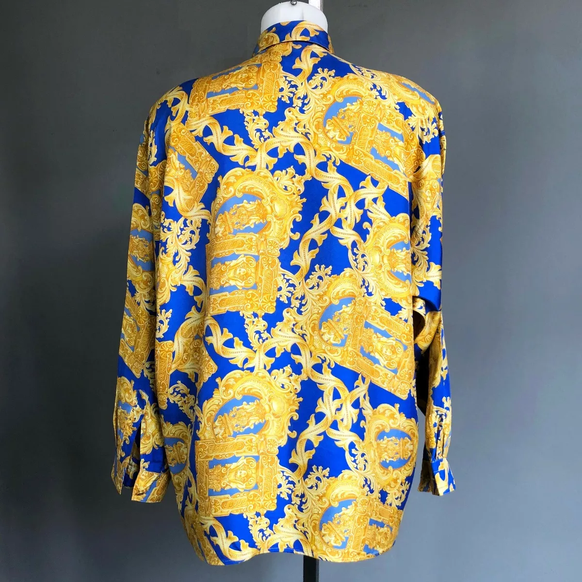 blue and yellow versace shirt