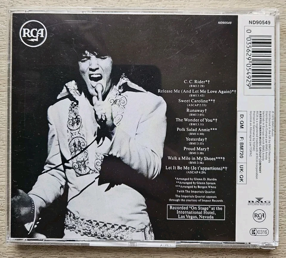 Elvis Presley  - On Stage/ February 1970 - CD  - 1991 - RCA  - Reissue - Bild 3 von 4