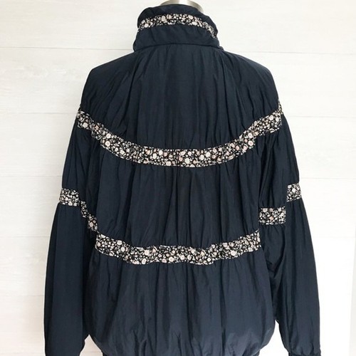 FREE PEOPLE We The Free Blue On My Mind Bomber Jacket Oversized Floral Trim SZ M - Imagen 7 de 12