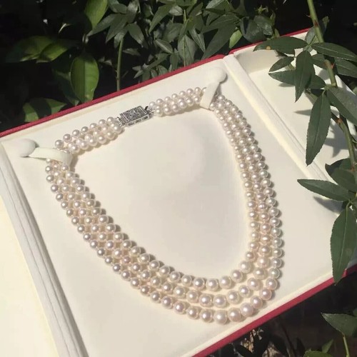 Gorgeous Triple Strands 8-9mm Real South Sea White Pearl Necklace 18"19"20" 925S - Picture 7 of 7