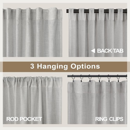 108 Inch Semi-Sheer Dove Grey Curtains - Perfect for Living Room & Home Office - Picture 6 of 10