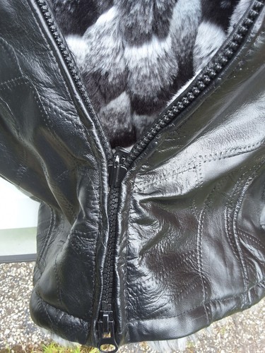 VILANTO Geniune Leather Coat Large Black  Faux Fur Lined REVERSIBLE NWT.  - Picture 9 of 13