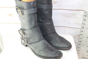 Boutique-9-7-5-M-Black-Leather-Women-039-s-Mid-Calf-Boots