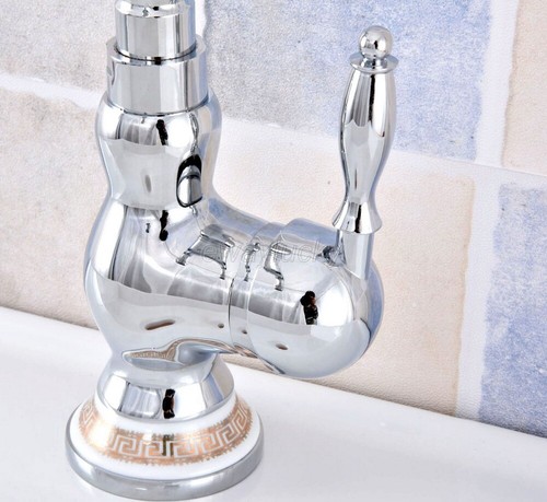 Grifo mezclador grifo lavabo de latón cromado giratorio montado en cubierta - Imagen 5 de 9