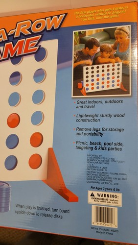 Giant 4 In A Row Game Wood Board - white with blue and red discs 21.75" x 14.75" - Picture 6 of 9