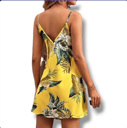 New Womens Casual V-neck SunDress Sleeveless Racerback Boho Beach Dress Medium - Picture 4 of 5