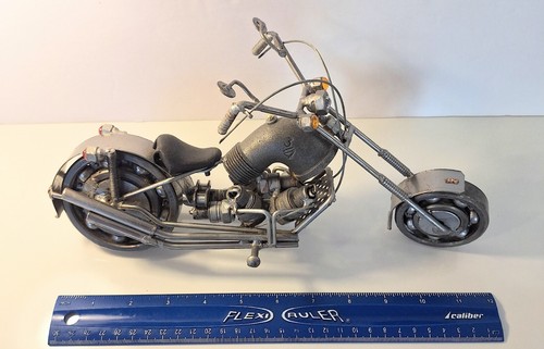 Scrap Metal Art Handmade Nuts & Bolts Sculpture Model Motorcycle 12 Inch - Picture 5 of 7
