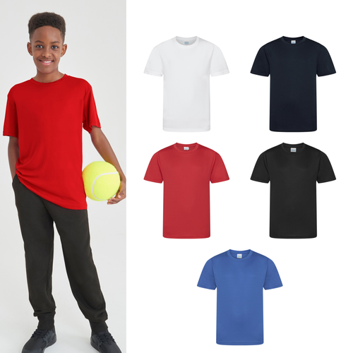 AWDis Kids Cool Smooth T-Shirt - Boys/Girls Polyester Sports/P.E Summer Tee 3-13 - Picture 1 of 19