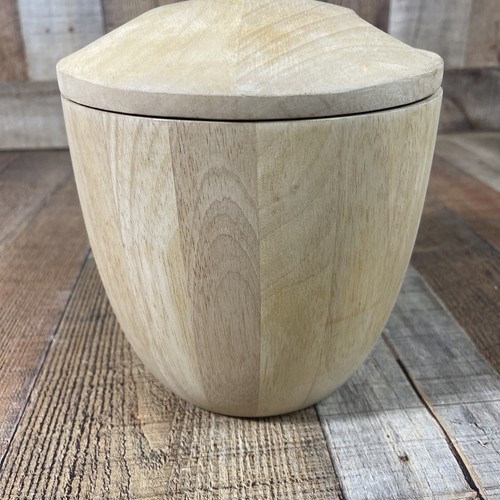 Crate & Barrel Butcher Block Wooden Ice Bucket Heavy Light Wood Modern Design - Picture 9 of 12