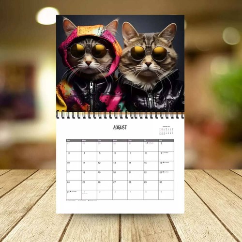 2025 NEW Stylish Cats Calendar 12 Month Home Office Wall Calender Random cat dog - Picture 4 of 10