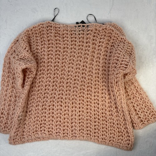 NWT Italian Designer Mohair blend Crochet Sweater Cottagecore Pink Old Money - Picture 15 of 20